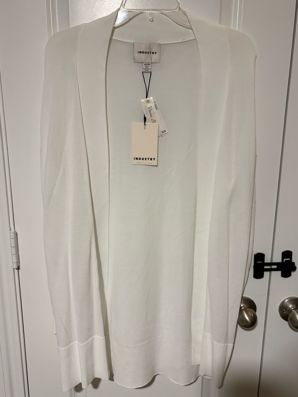 Industry Ivory Open Front Long Cardigan Size XS NWT